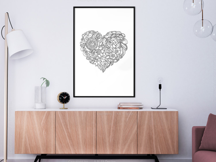 Wall Poster Ethnic Heart - heart made of black patterns on a white background 125233 additionalImage 5