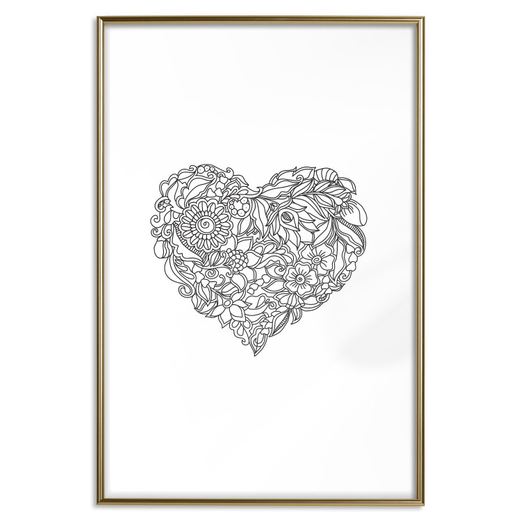Wall Poster Ethnic Heart - heart made of black patterns on a white background 125233 additionalImage 14