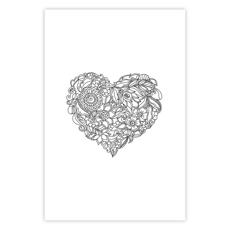 Wall Poster Ethnic Heart - heart made of black patterns on a white background 125233 additionalImage 25