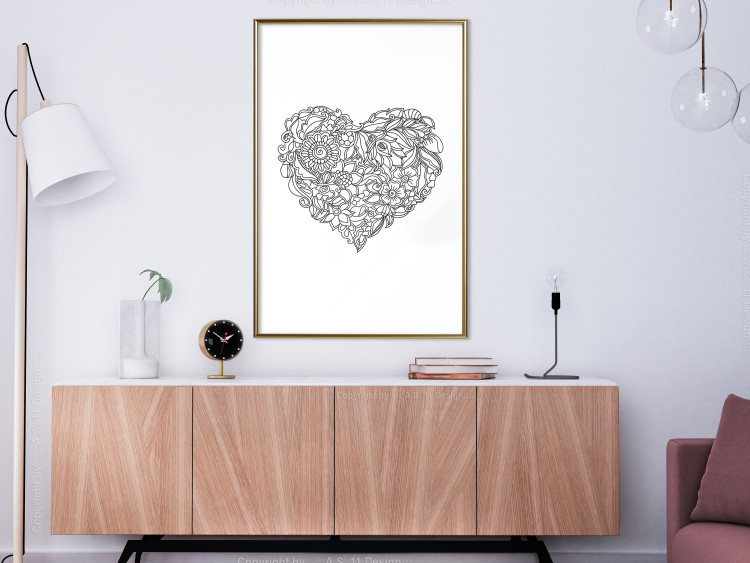 Wall Poster Ethnic Heart - heart made of black patterns on a white background 125233 additionalImage 5