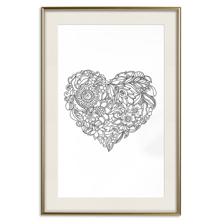 Wall Poster Ethnic Heart - heart made of black patterns on a white background 125233 additionalImage 19