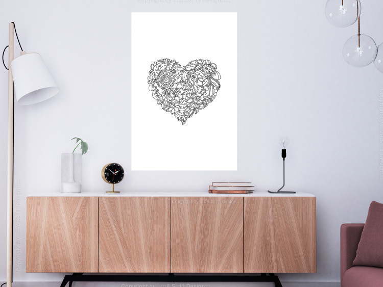 Wall Poster Ethnic Heart - heart made of black patterns on a white background 125233 additionalImage 4