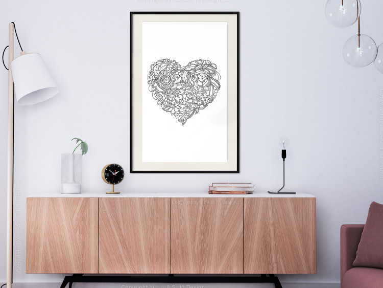 Wall Poster Ethnic Heart - heart made of black patterns on a white background 125233 additionalImage 22
