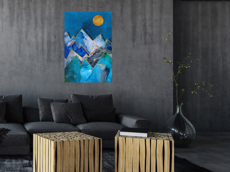 Poster Night Stroll - geometric abstraction with mountain landscape and moon 129433 additionalImage 4