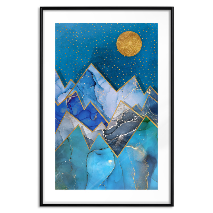 Poster Night Stroll - geometric abstraction with mountain landscape and moon 129433 additionalImage 17