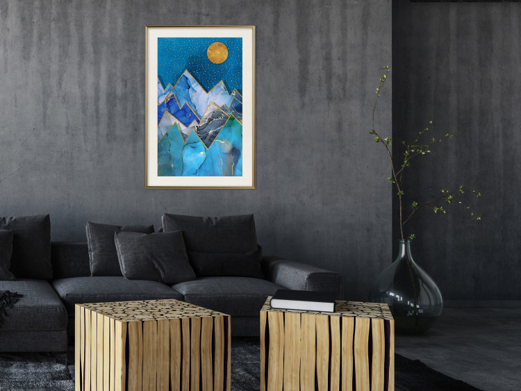 Poster Night Stroll - geometric abstraction with mountain landscape and moon 129433 additionalImage 22