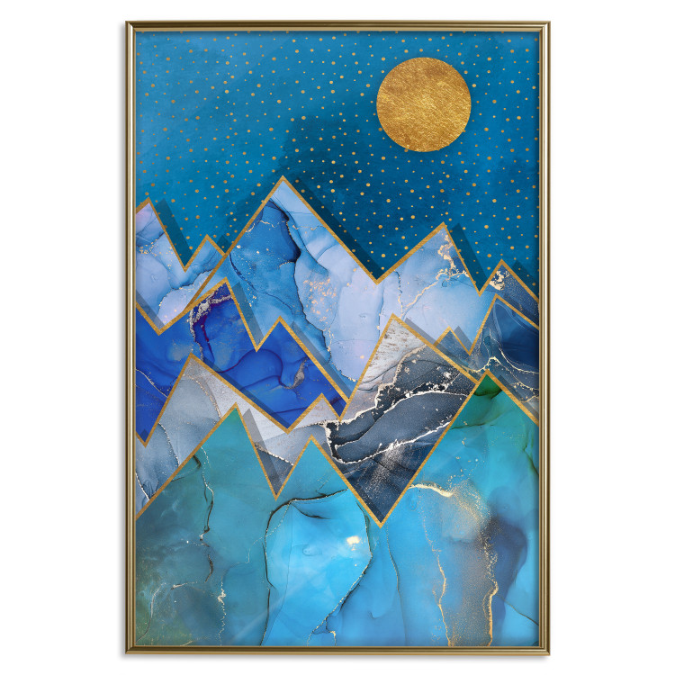 Poster Night Stroll - geometric abstraction with mountain landscape and moon 129433 additionalImage 17