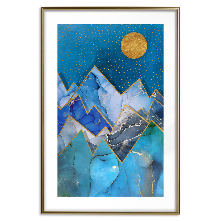 Poster Night Stroll - geometric abstraction with mountain landscape and moon 129433 additionalImage 16