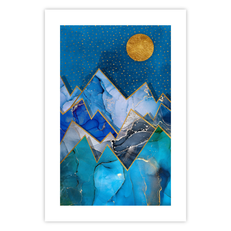 Poster Night Stroll - geometric abstraction with mountain landscape and moon 129433 additionalImage 19