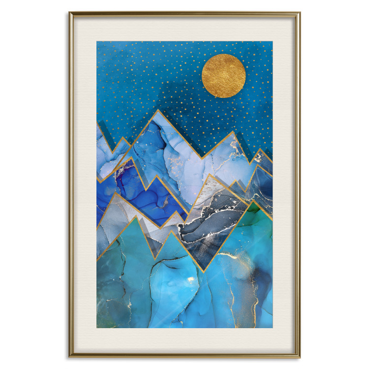 Poster Night Stroll - geometric abstraction with mountain landscape and moon 129433 additionalImage 20