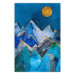 Poster Night Stroll - geometric abstraction with mountain landscape and moon 129433