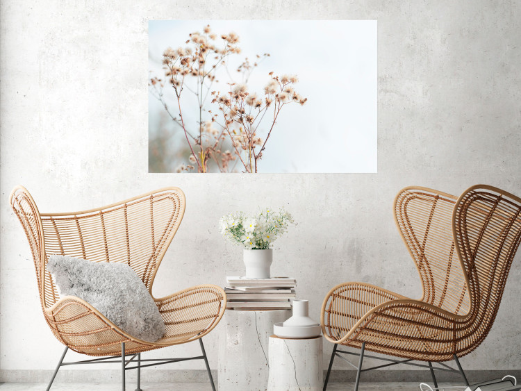 Poster Cloudy Morning - plant landscape against a blurred background of bright sky 129833 additionalImage 5