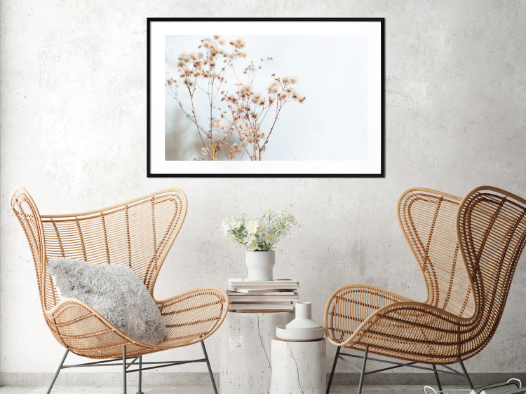 Poster Cloudy Morning - plant landscape against a blurred background of bright sky 129833 additionalImage 18