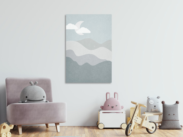Canvas Print Delicate ribbons - Graphic mountain landscape with a moon sky in a minimalist style, perfect decoration for a child's room 130533 additionalImage 3