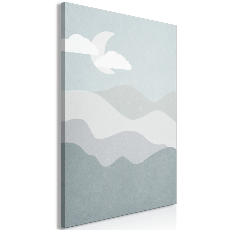 Canvas Print Delicate ribbons - Graphic mountain landscape with a moon sky in a minimalist style, perfect decoration for a child's room 130533 additionalImage 2