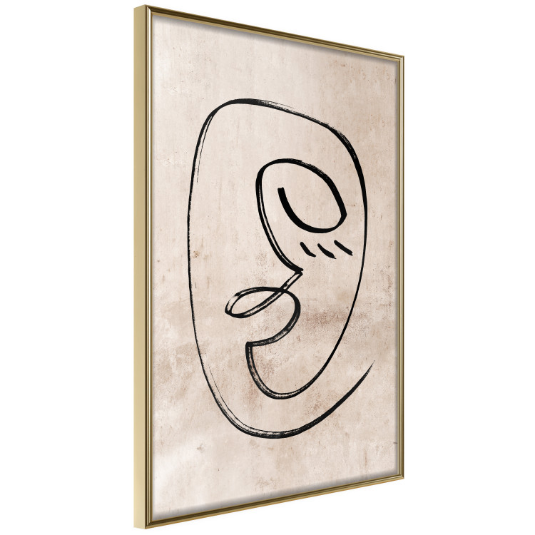 Wall Poster Dreamy Grimace - abstract black line art of a face on a beige background 130833 additionalImage 12