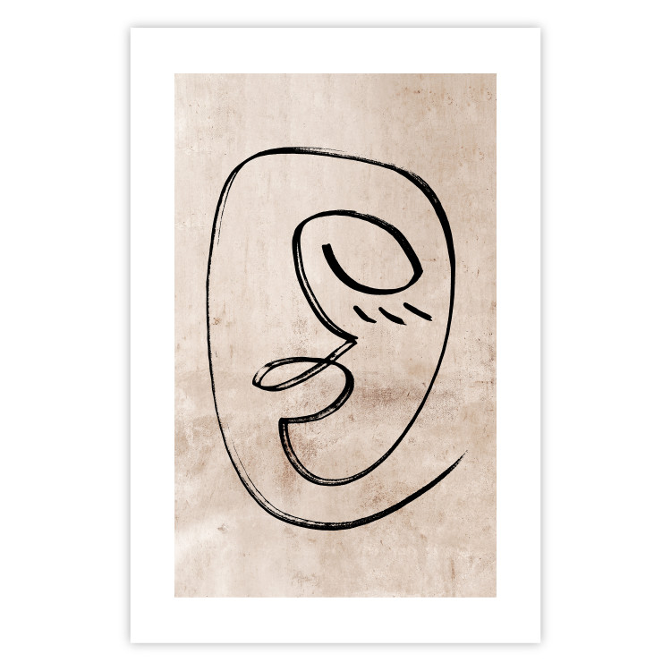 Wall Poster Dreamy Grimace - abstract black line art of a face on a beige background 130833 additionalImage 25