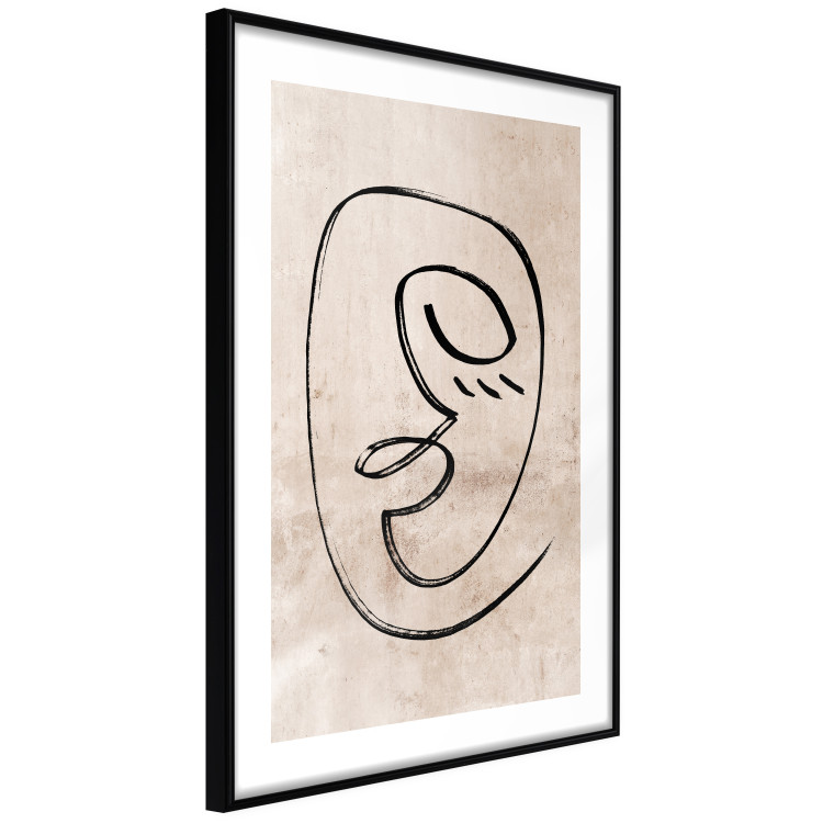 Wall Poster Dreamy Grimace - abstract black line art of a face on a beige background 130833 additionalImage 6