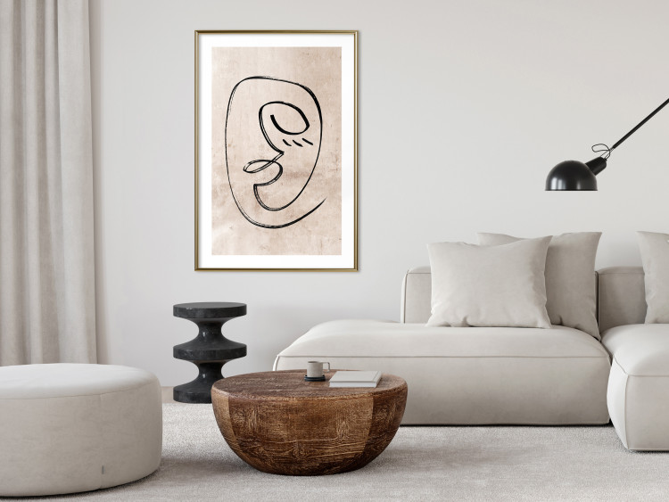 Wall Poster Dreamy Grimace - abstract black line art of a face on a beige background 130833 additionalImage 15