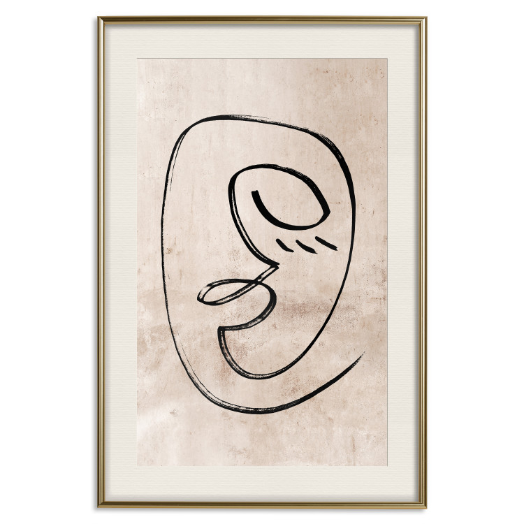 Wall Poster Dreamy Grimace - abstract black line art of a face on a beige background 130833 additionalImage 20