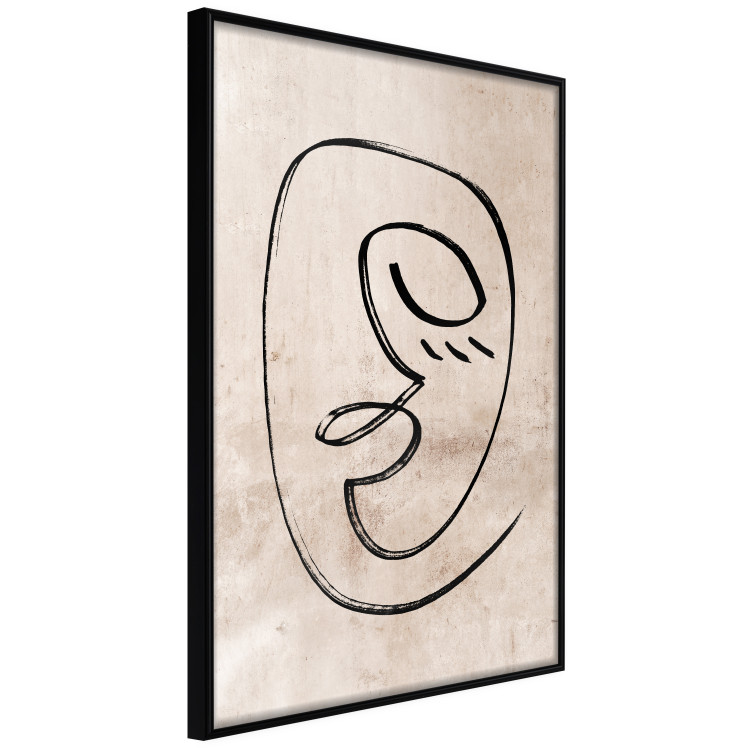 Wall Poster Dreamy Grimace - abstract black line art of a face on a beige background 130833 additionalImage 13