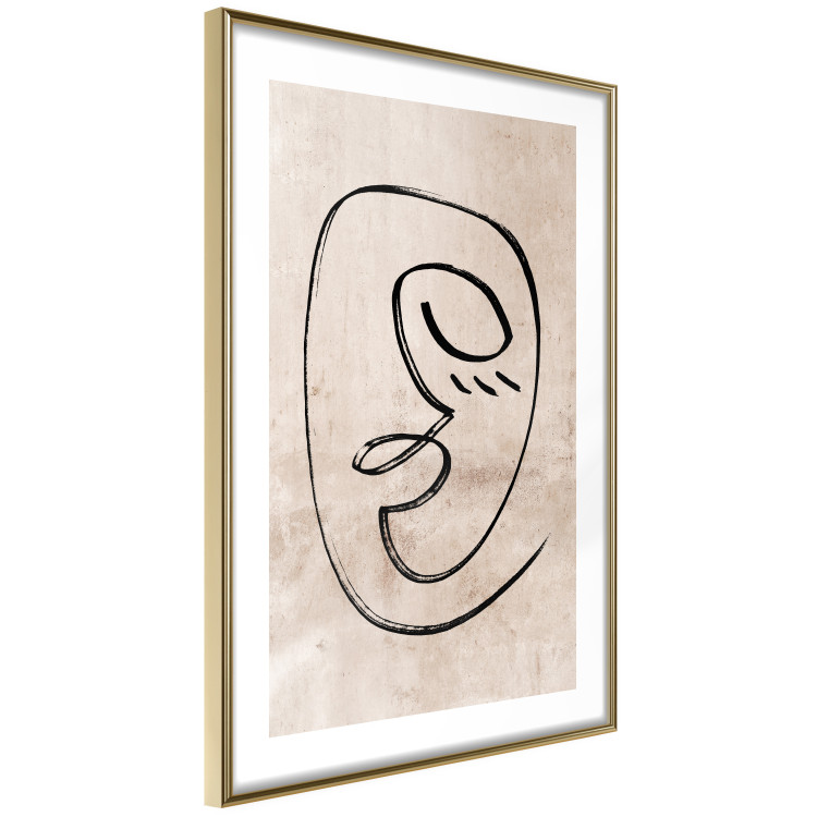 Wall Poster Dreamy Grimace - abstract black line art of a face on a beige background 130833 additionalImage 9