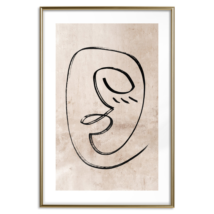 Wall Poster Dreamy Grimace - abstract black line art of a face on a beige background 130833 additionalImage 16