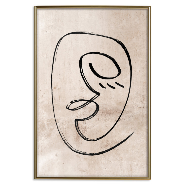 Wall Poster Dreamy Grimace - abstract black line art of a face on a beige background 130833 additionalImage 21