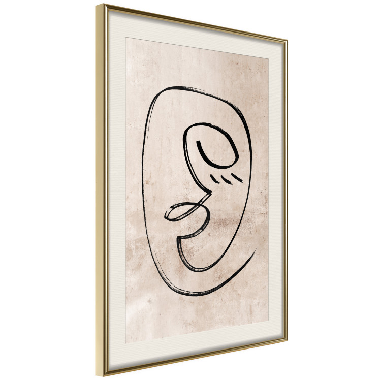 Wall Poster Dreamy Grimace - abstract black line art of a face on a beige background 130833 additionalImage 3