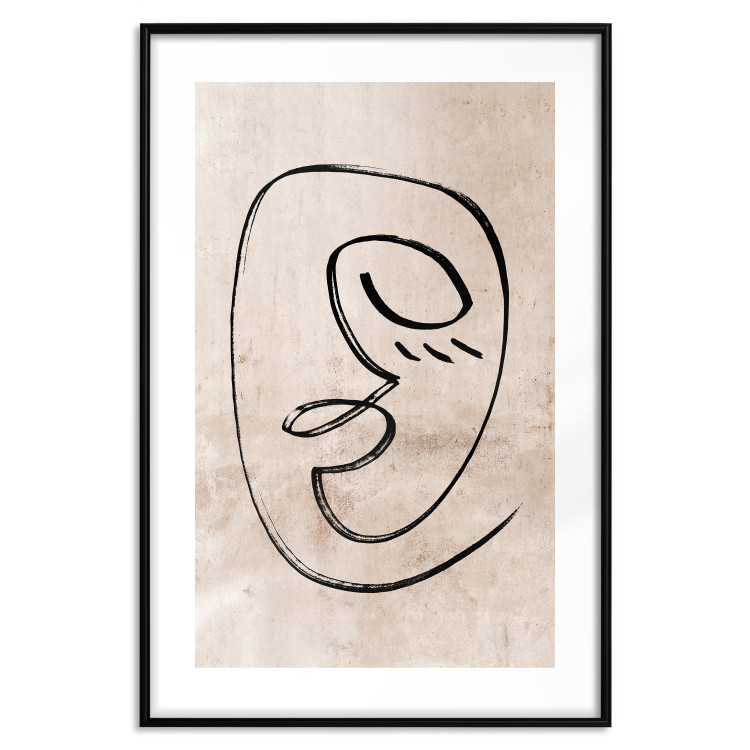 Wall Poster Dreamy Grimace - abstract black line art of a face on a beige background 130833 additionalImage 17