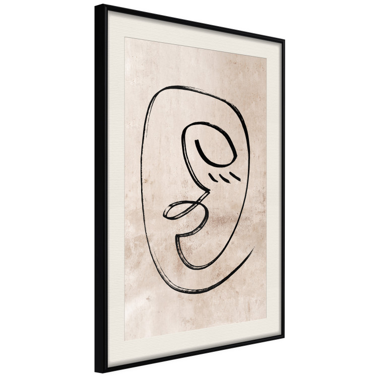 Wall Poster Dreamy Grimace - abstract black line art of a face on a beige background 130833 additionalImage 2