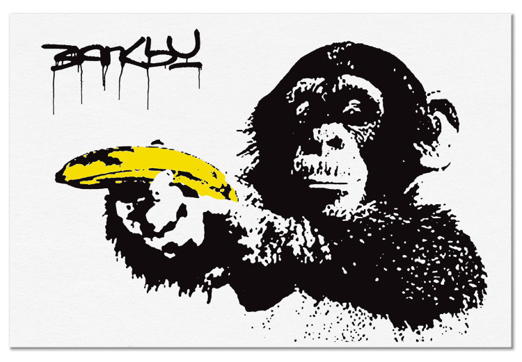 Canvas Print Banana Gun (1-piece) Wide - street art of exotic monkey 132433