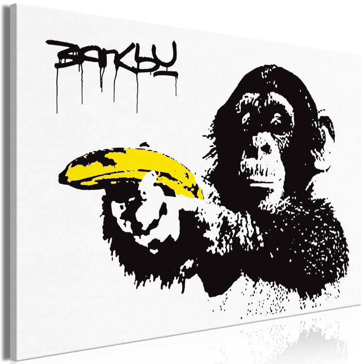 Canvas Print Banana Gun (1-piece) Wide - street art of exotic monkey 132433 additionalImage 2