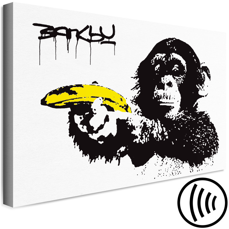 Canvas Print Banana Gun (1-piece) Wide - street art of exotic monkey 132433 additionalImage 6