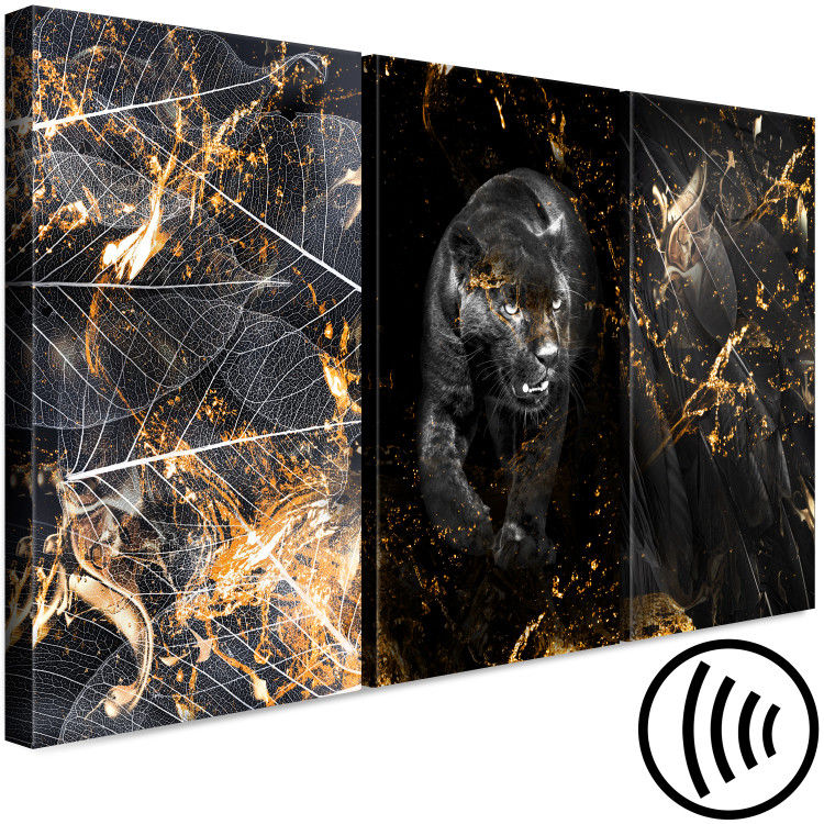 Canvas Art Print Condemned (3-piece) - abstract black cat in glamour style 134233 additionalImage 6