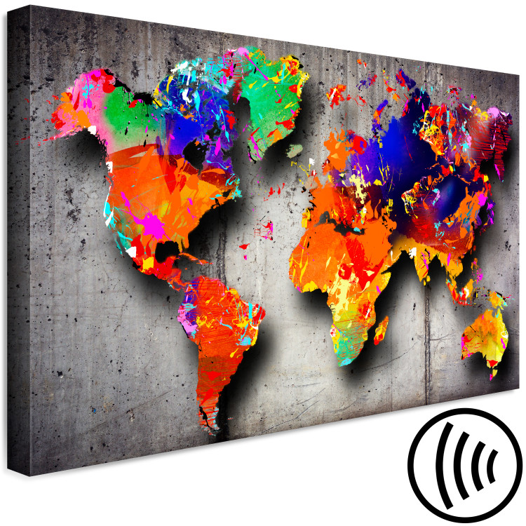 Canvas Map in colors - multi-colored continents on a gray background 134933 additionalImage 6