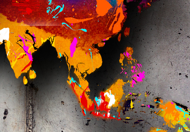 Canvas Map in colors - multi-colored continents on a gray background 134933 additionalImage 4