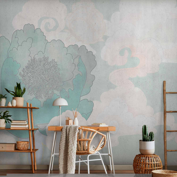 Photo Wallpaper In the clouds - clouds with floral motif in japandi style 142433 additionalImage 4