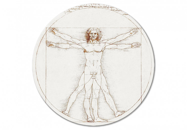 Round Canvas Vitruvian Man by Leonardo Da Vinci - A Drawing of the Proportions of a Man’s Body 148733