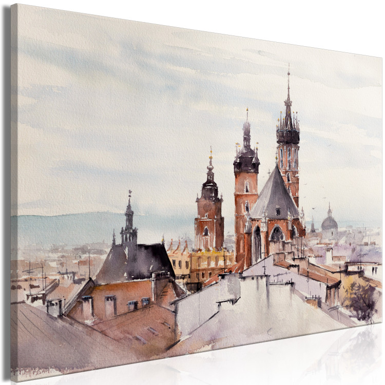 Canvas Print Architecture of Cracow - Cityscape Painted With Watercolor 149833 additionalImage 2
