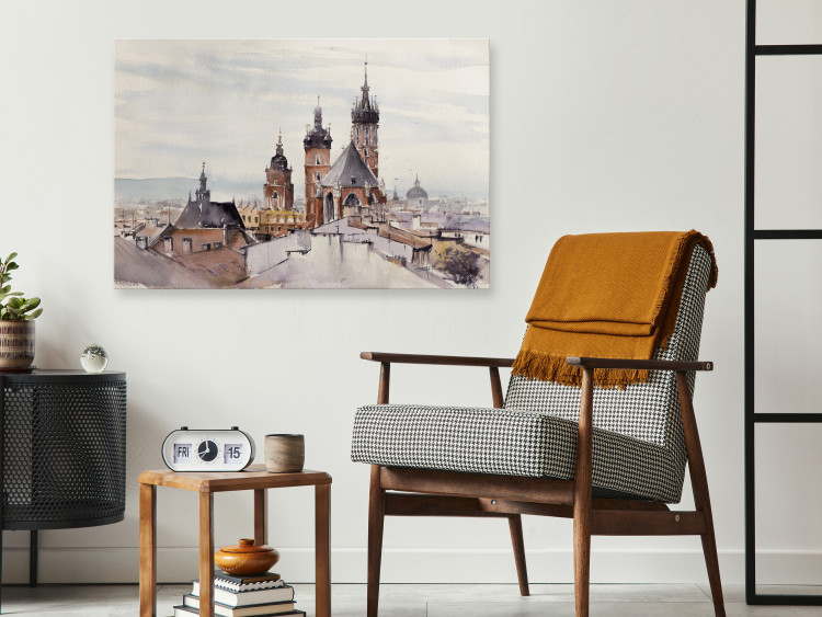 Canvas Print Architecture of Cracow - Cityscape Painted With Watercolor 149833 additionalImage 3