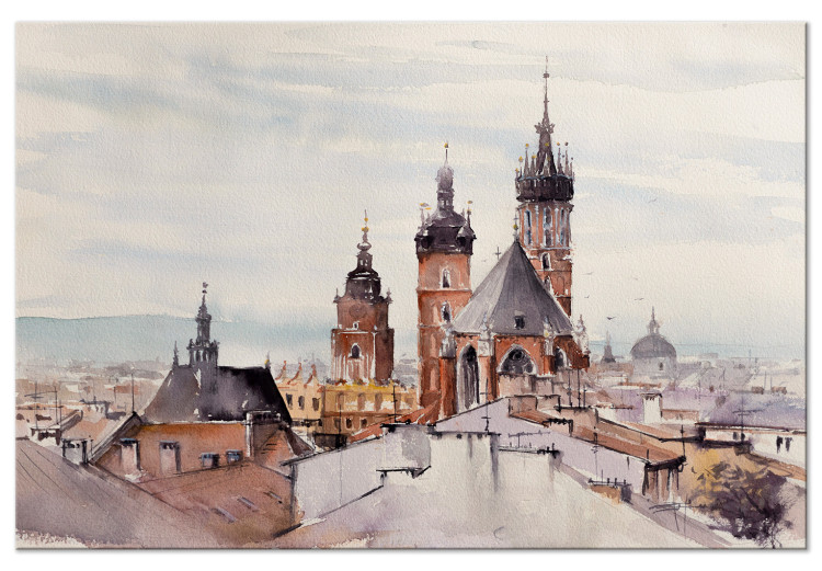 Canvas Print Architecture of Cracow - Cityscape Painted With Watercolor 149833