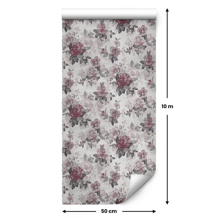 Modern Wallpaper Peonies and Lilacs - White and Pink Flowers With Gray Leaves on a Light Background 150033 additionalImage 2