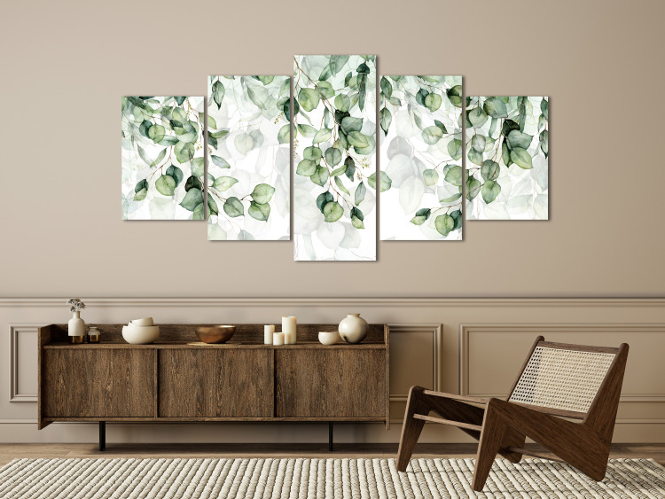Canvas Lightness of Leaves - Delicate Composition With Twigs in Bloom 151433 additionalImage 3