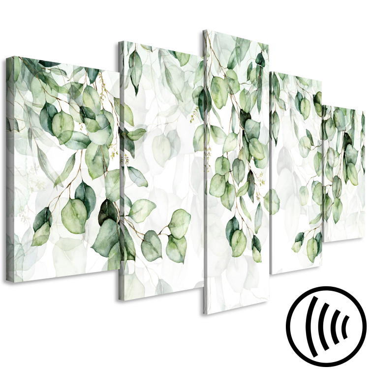Canvas Lightness of Leaves - Delicate Composition With Twigs in Bloom 151433 additionalImage 6