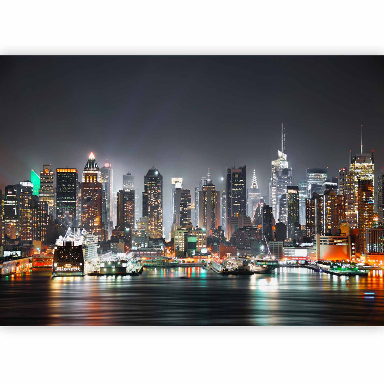 Wall Mural Panorama of New York - architecture of the city at night with skyscrapers and the bay 64433 additionalImage 1