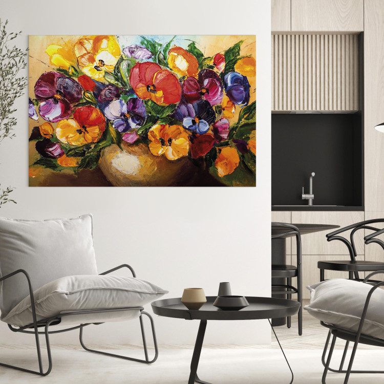 Canvas Print Painted Nature (1-part) - Artistic Vase with Flower Bouquet 95933 additionalImage 9