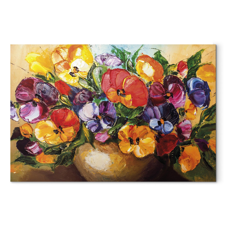 Canvas Print Painted Nature (1-part) - Artistic Vase with Flower Bouquet 95933