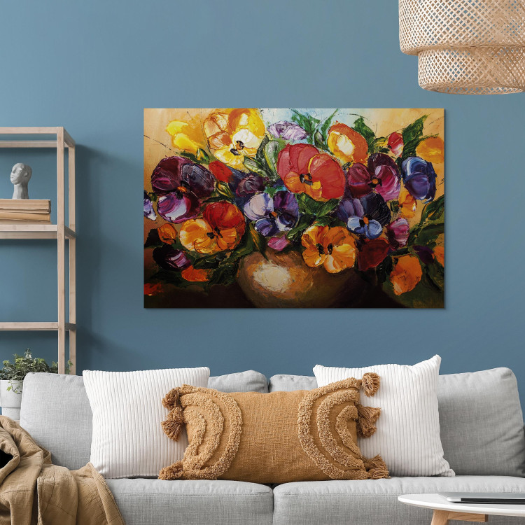 Canvas Print Painted Nature (1-part) - Artistic Vase with Flower Bouquet 95933 additionalImage 11