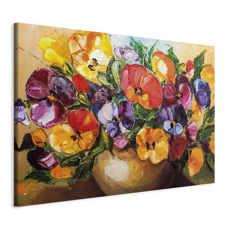 Canvas Print Painted Nature (1-part) - Artistic Vase with Flower Bouquet 95933 additionalImage 2